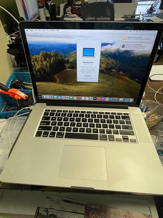 MacBook Pro 15 running MacOS 14 Sonoma 16GB ram, 1TB SSD,