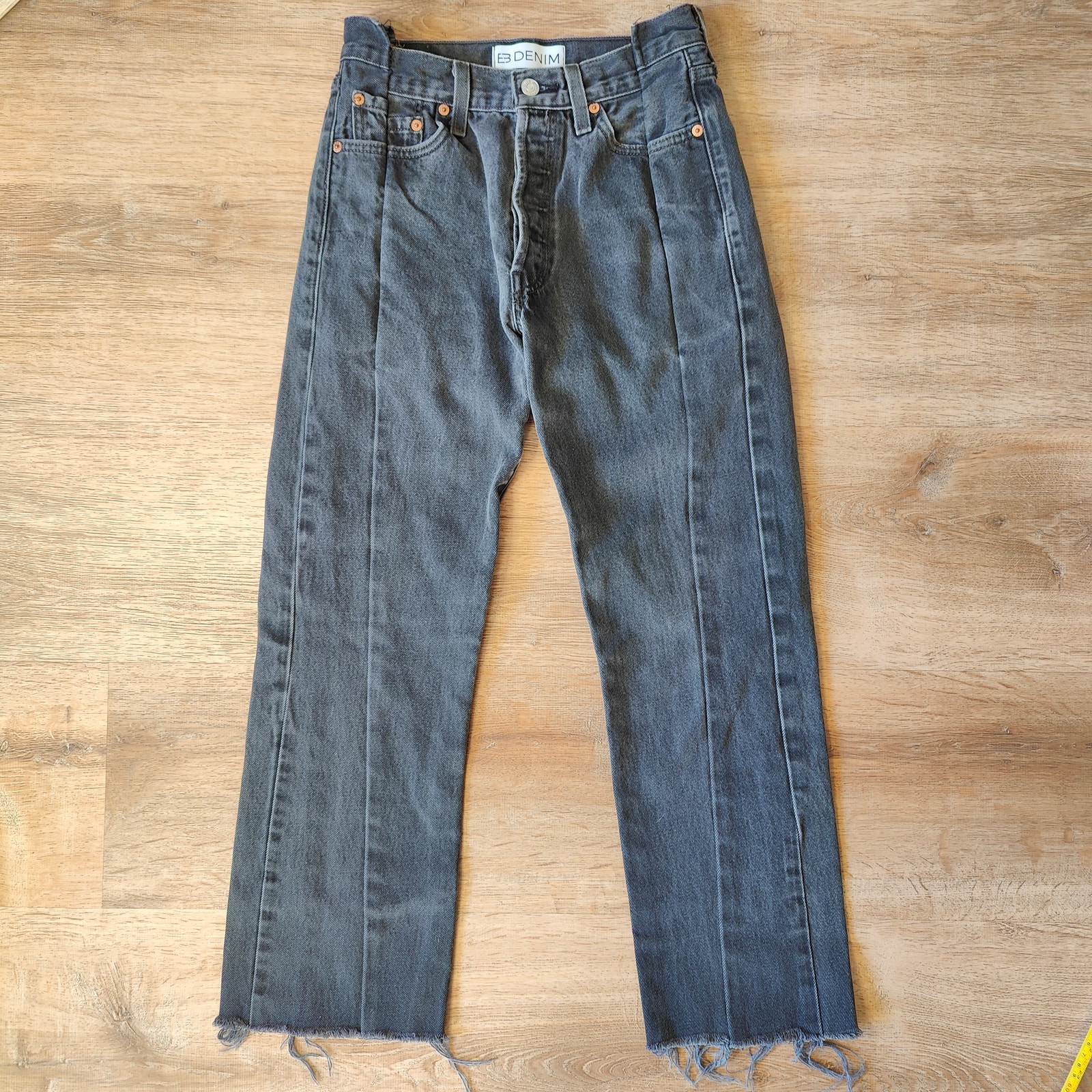 EB Denim OG Reworked Levi's Womens 26 Gray Wash High Rise Vintage Straight Leg