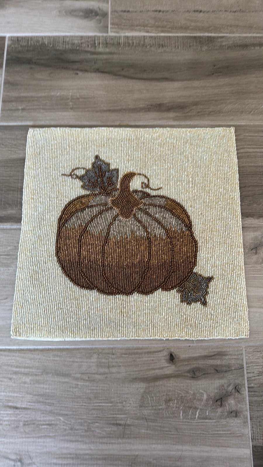Pier 1 Imports beaded pumpkin placemat