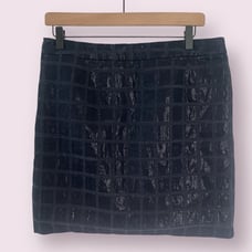 Windowpane Checkered Checker Poly Cotton Business Casual Chic Hip Mini Skirt