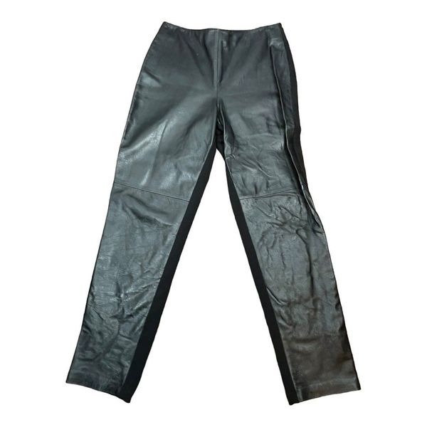 vintage J Harris Leather & Ribbed Stretch Pants 12 Retro Biker Punk Motorcyle