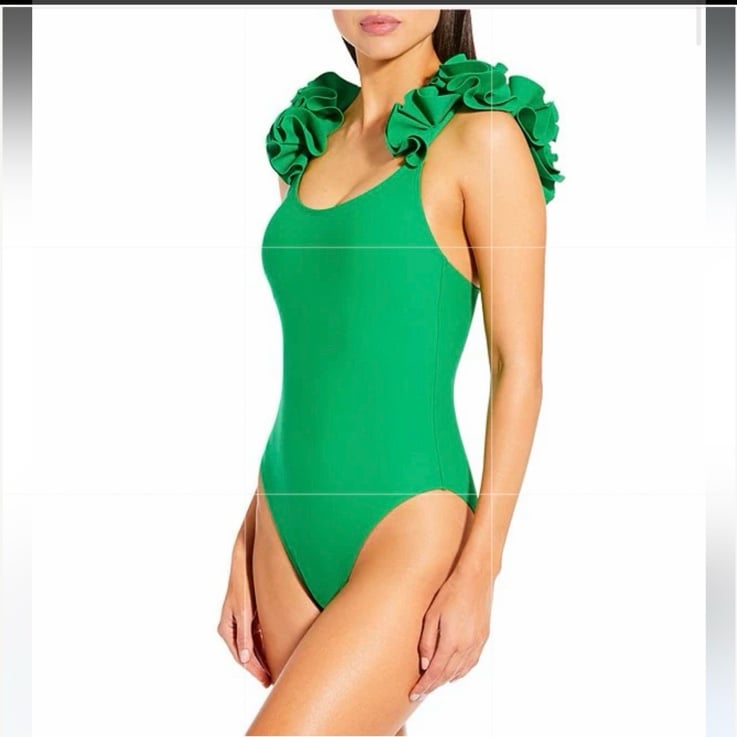 NWT Antonio Melani Solid Rosette Strap One Piece Swimsuit