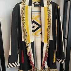Vintage Anthony Mark Hankins Open Cardigan Small Medium Fringe Edge Woven