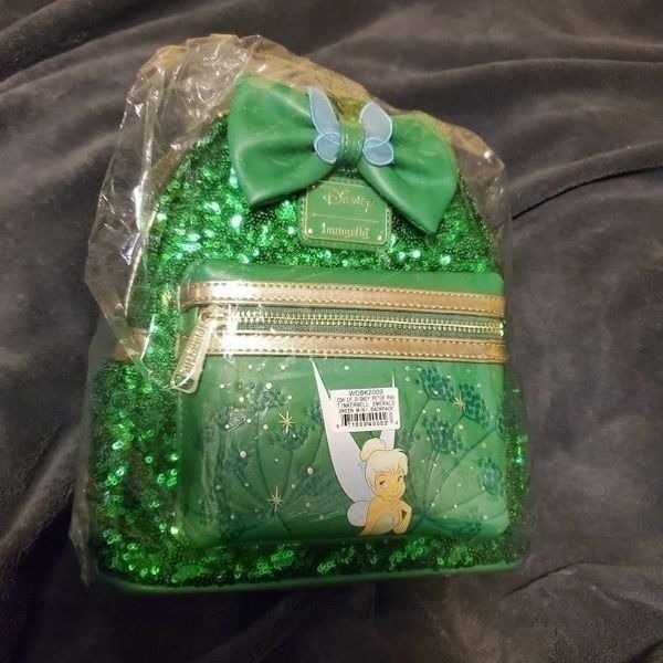 Loungefly Disney Peter Pan Tinkerbell green sequin Mini backpack