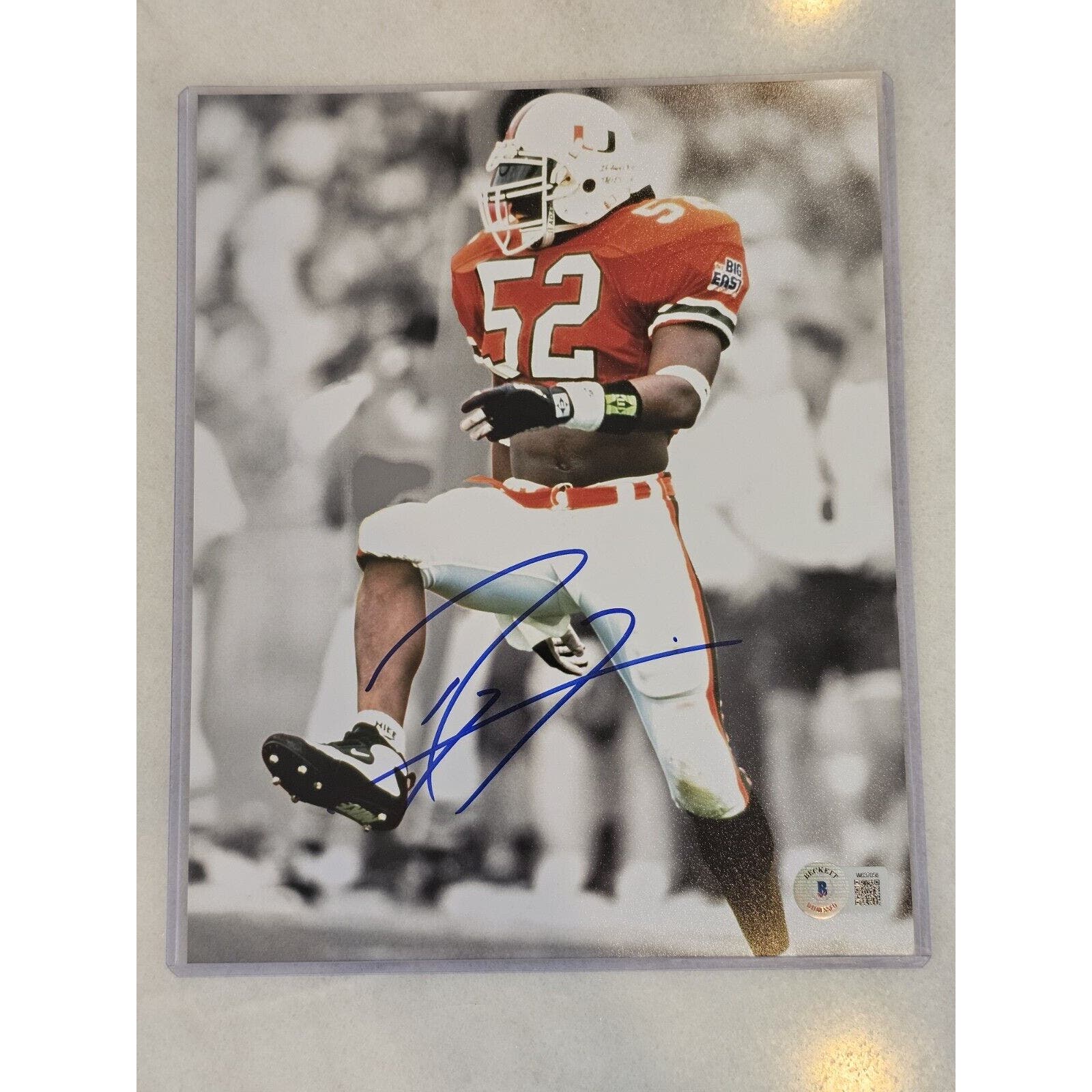 Ray Lewis Autographed/Signed 8x10 Photo Beckett Miami Hurricanes Ravens