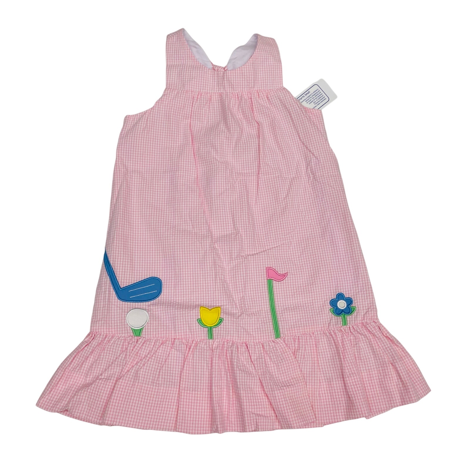 NWT Florence Eiseman Size 5 Check Seersucker Dress with Golf