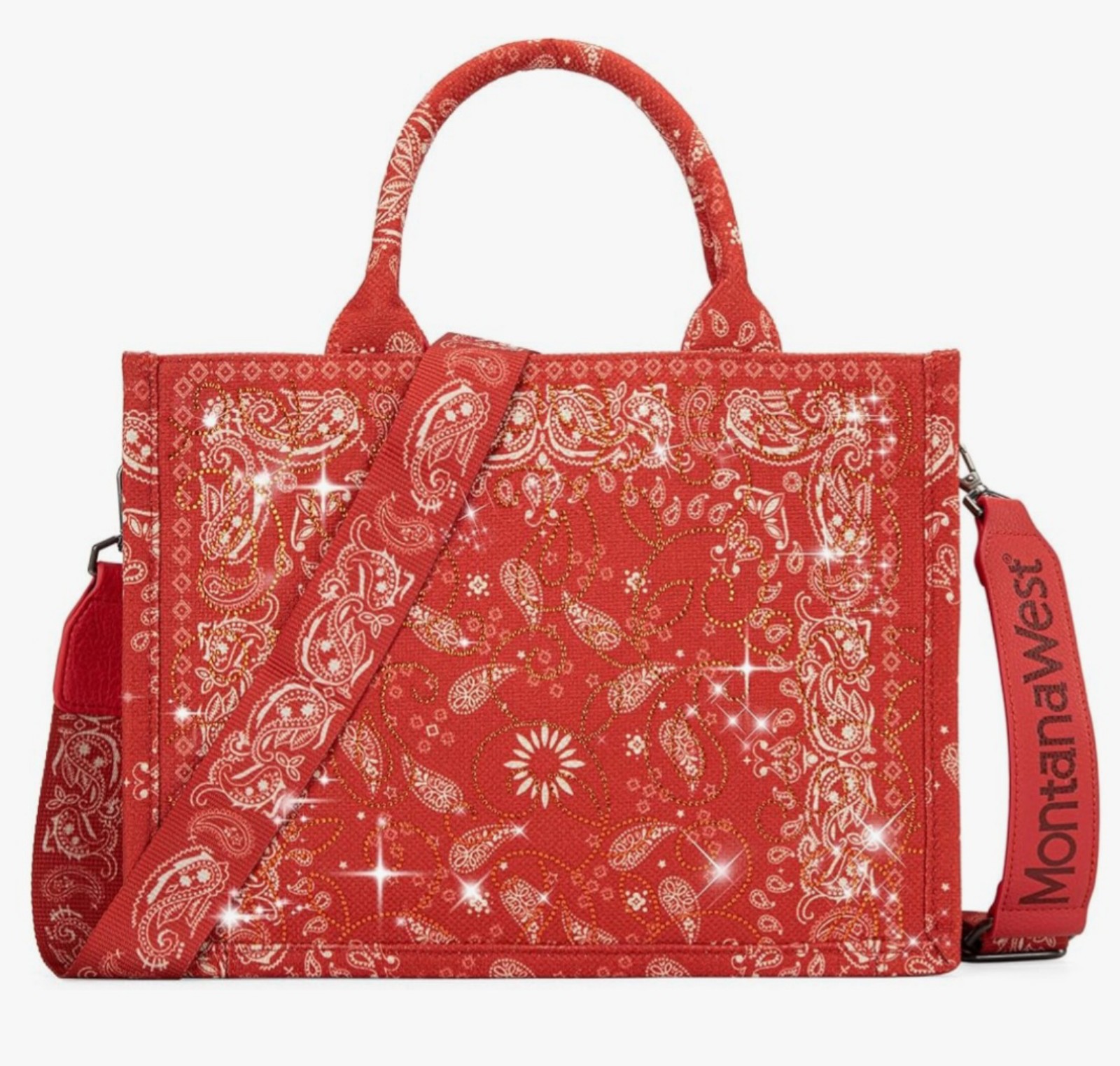 ToteMontana West Sparkly Tote Bag Paisley Top Handle Satchel Handbags