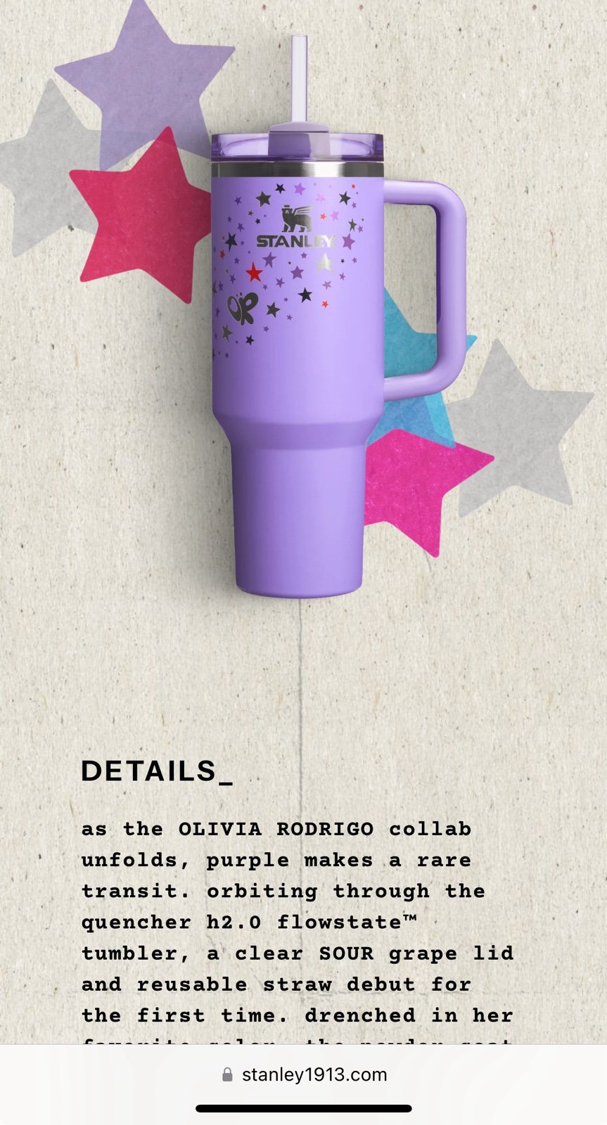 New Stanley x Olivia Rodrigo Quencher H2.0 FlowState™ Tumbler | 40 OZ