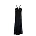 Dessy Collection Black Satin Maxi Dress - Braided Straps