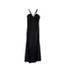 Dessy Collection Black Satin Maxi Dress - Braided Straps
