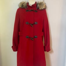 Women’s M Red Nautica Wool Coat Jacket Amazing Shape Wool