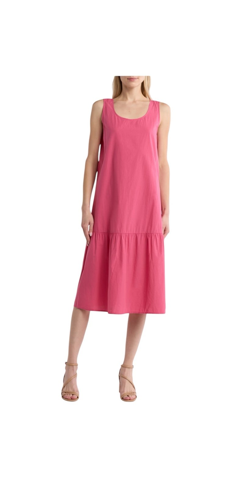 NWT Eileen Fisher Tiered Organic Cotton Midi summer vacation Dress XL