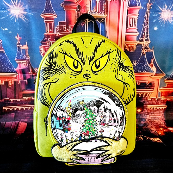Loungefly The Grinch Stole Christmas Snow Globe Glow In The Dark Mini Backpack