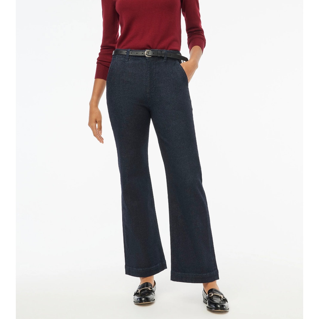 J. Crew Tall Soft Denim Trouser Signature Stretch Wide Leg High Rise US 27 NWT