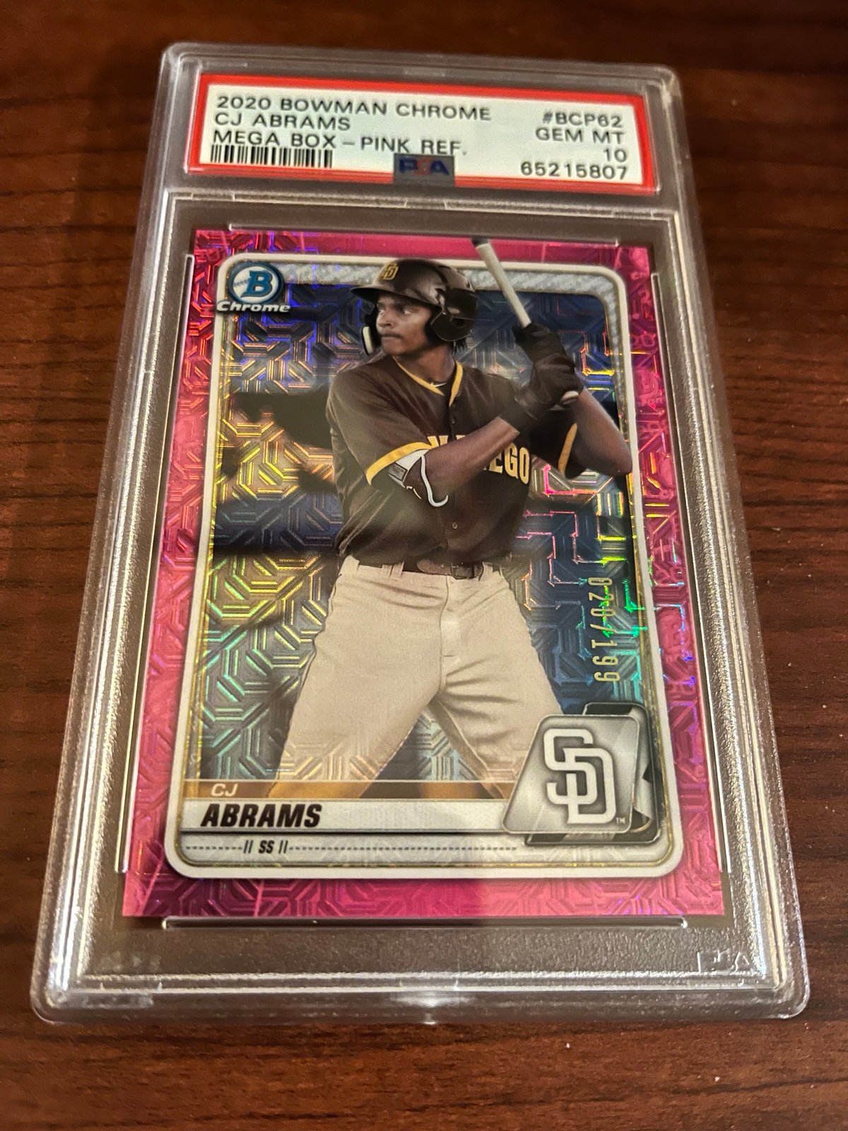 2020 Bowman Chrome Mega Box Pink Refractor #BCP62 CJ Abrams No 20/199 PSA 10