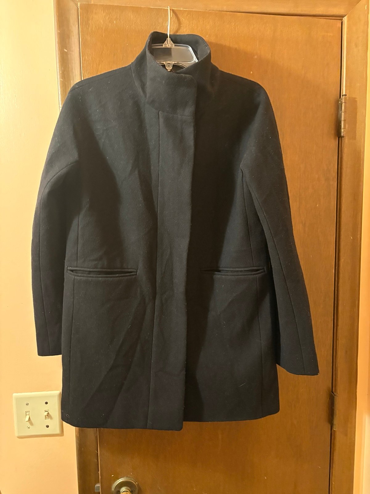 J. Crew black wool zip-up coat