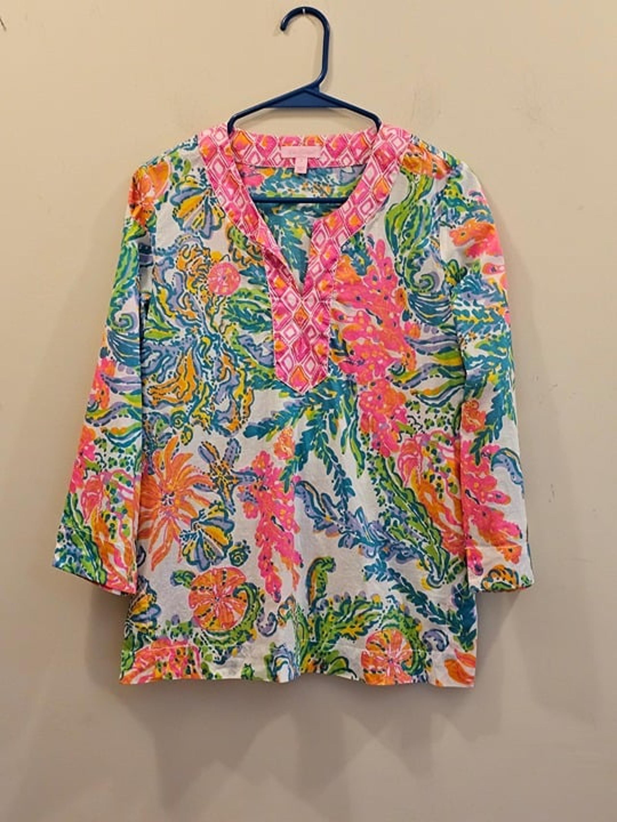 Women's Lilly Pulitzer Amelia Island Tunic Top Casa Marina Cotton Size Small