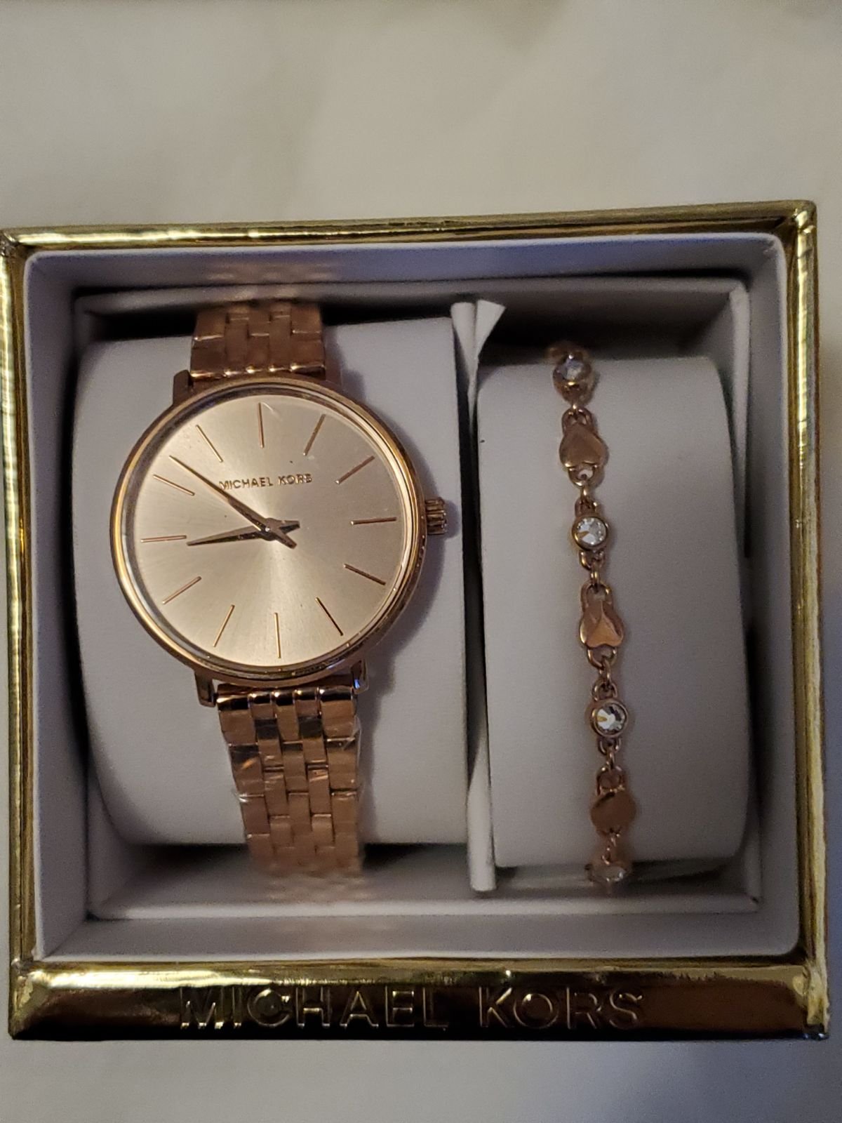 MICHAEL KORS Women's Mini Pyper Watch & Bracelet Gift Set MK4496; 295 100% Auth