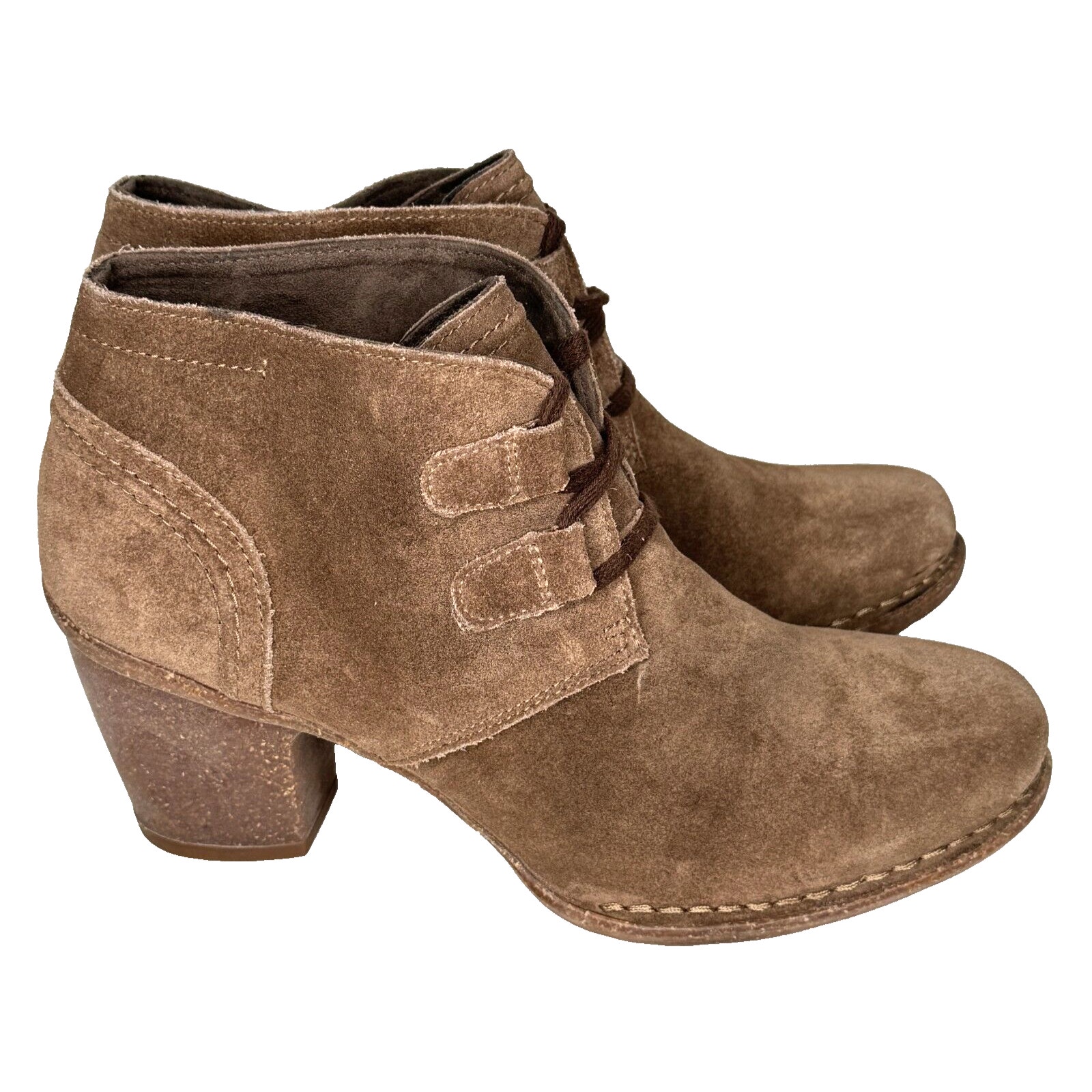 Clarks Artisan Boots Womens 10 Carleta Brown Suede Chunky Heel Ankle Comfort New
