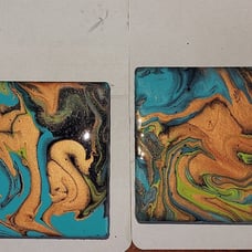 Set of 4 ceramic coasters with cork backing