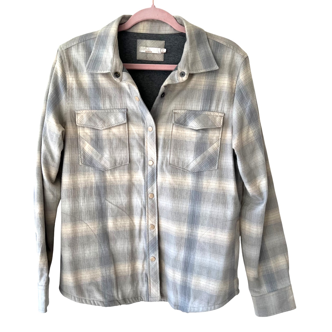 prAna Womens Charley Plaid Flannel Shirt Size Large Gorpcore Outdoor Cozy Hiking