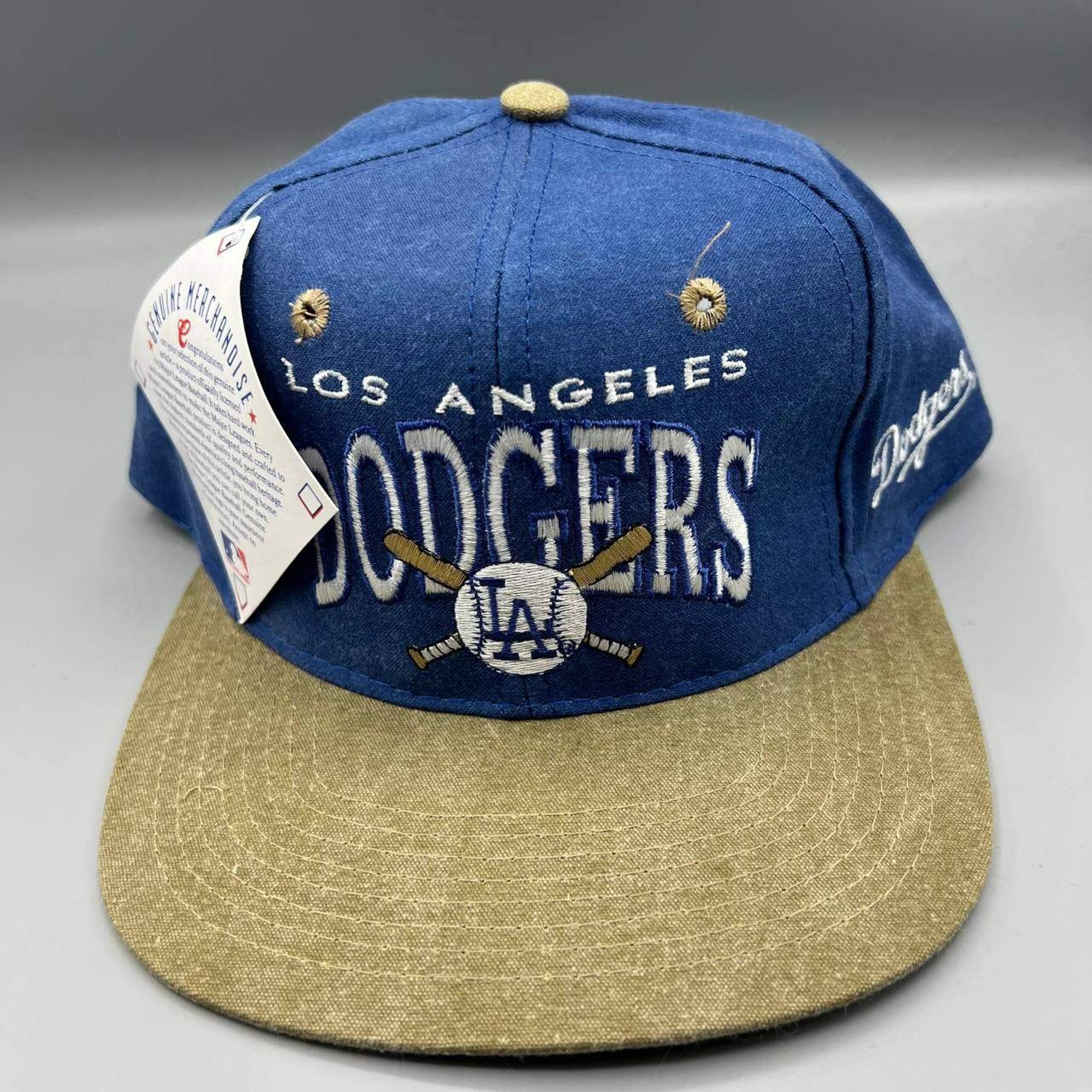 Vintage Los Angeles LA Dodgers Hat Men Blue Brown Signatures Snap Back Cap New