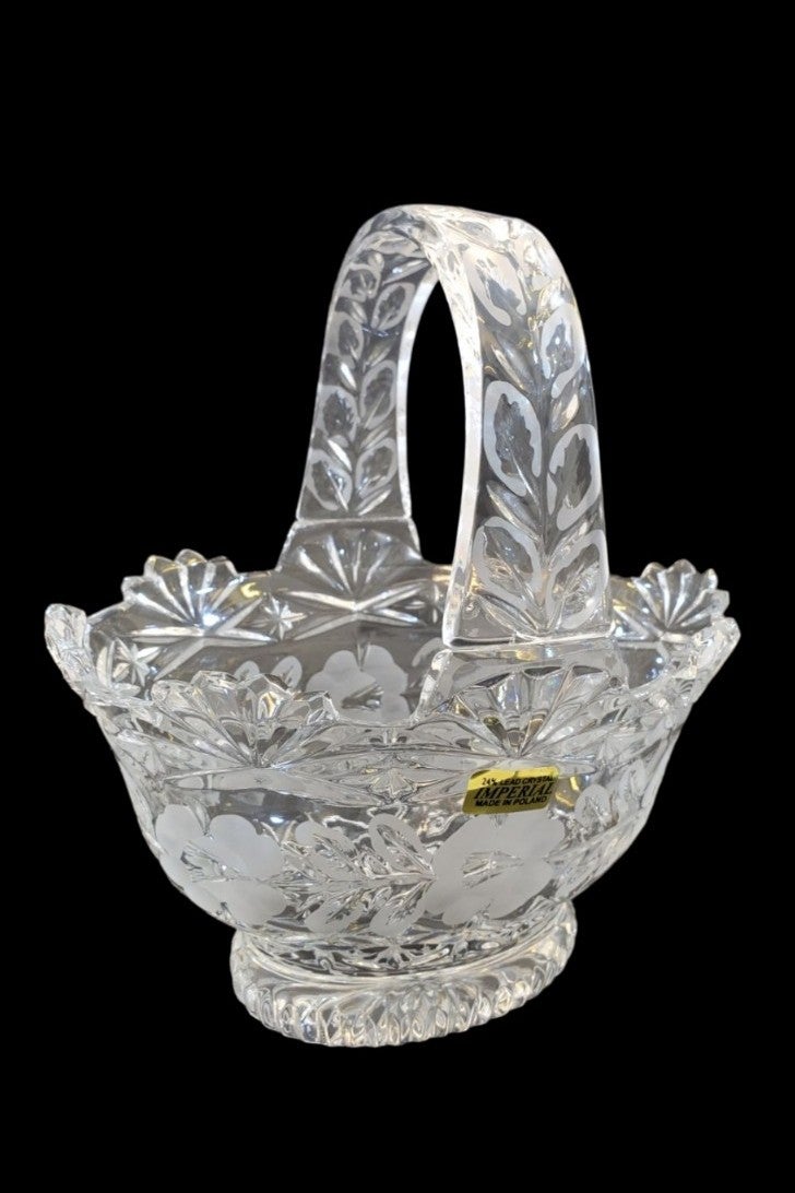 Imperial 24% Lead Cut Crystal Floral Basket (Poland)