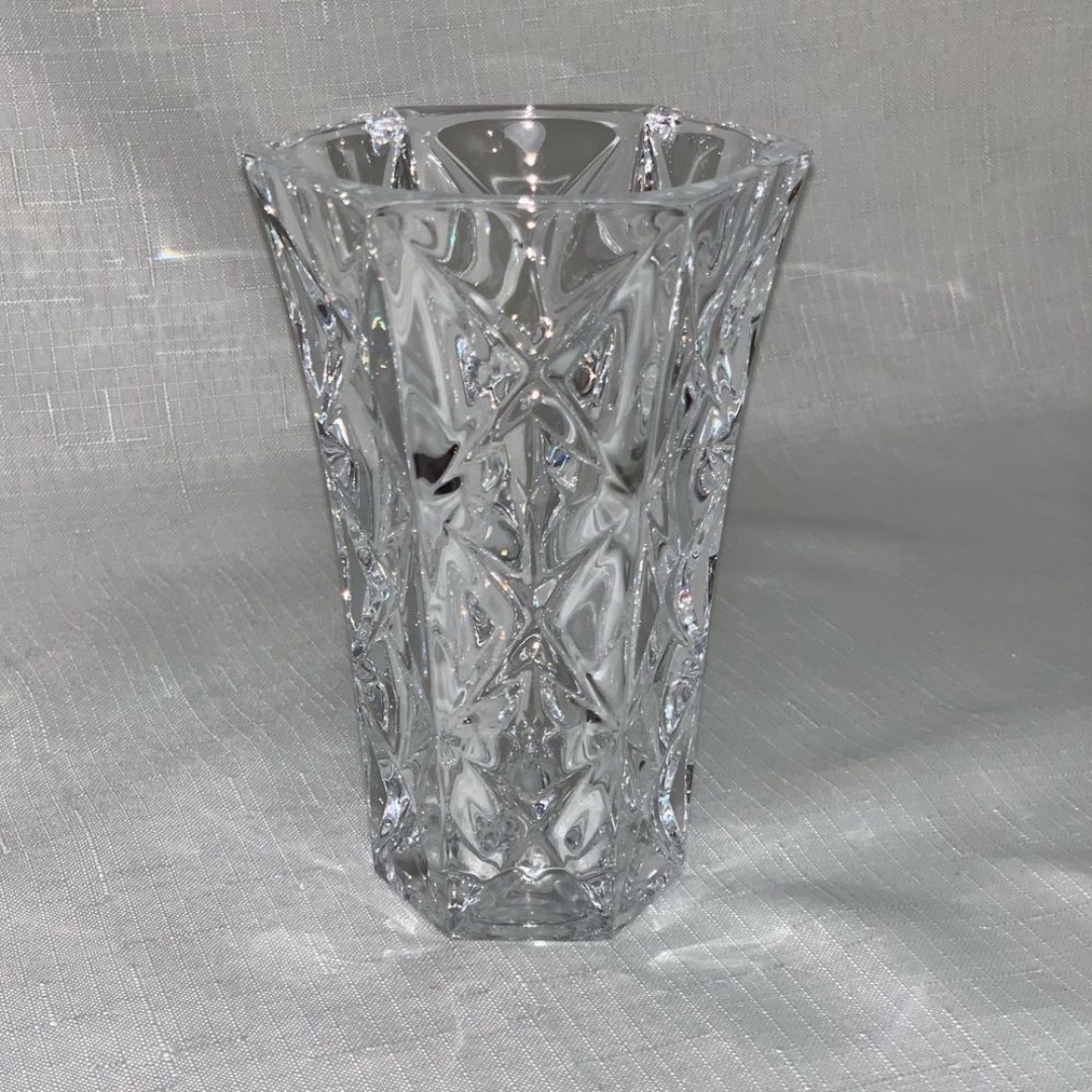 Crystal Handcut Flower Vase Cristal France Garanti 5 Lead Star Cut Diamond