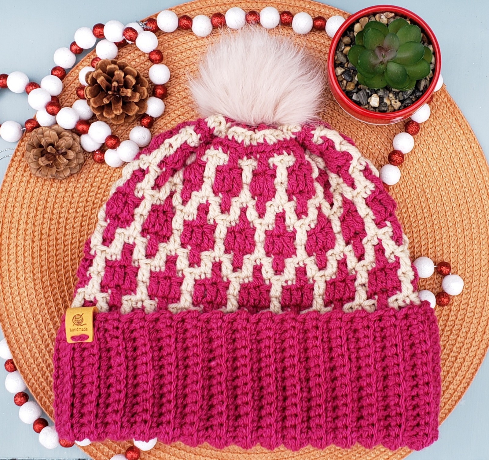 Handmade Mosaic Crochet Beanie