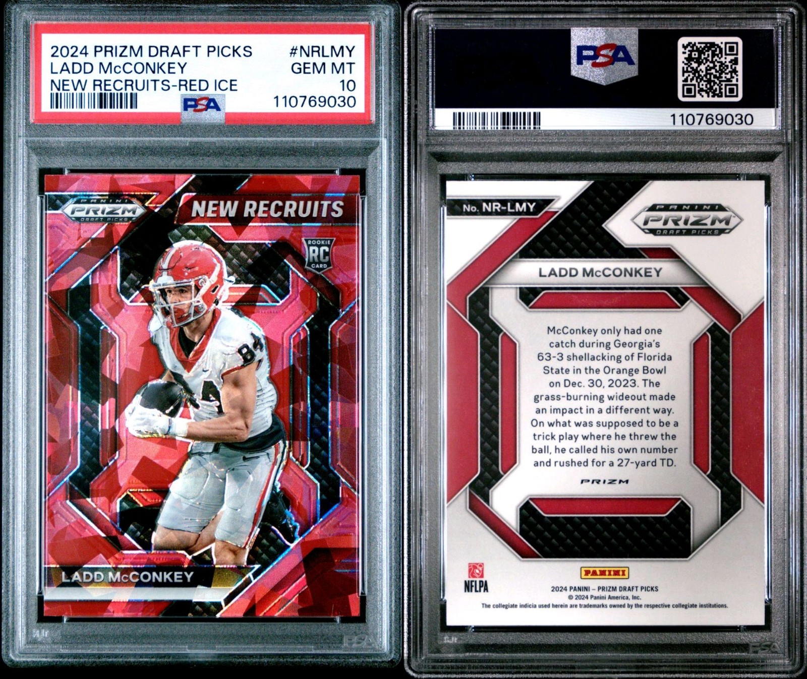 2024 Panini Prizm Draft Picks - New Recruits Ladd McConkey #NR-LMY Red Ice Prizm