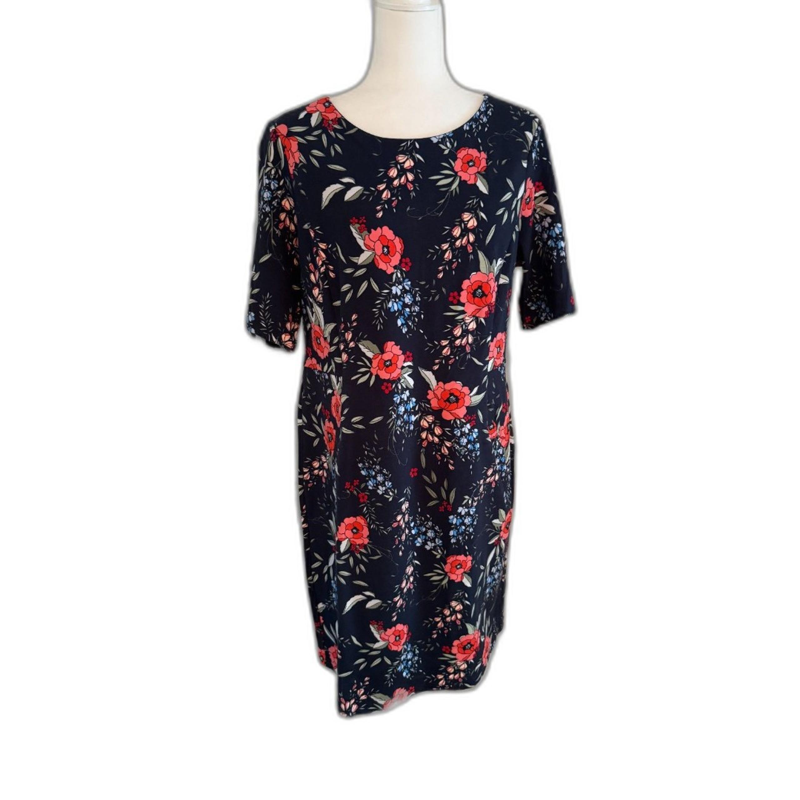 Land's End | Floral Dress with Pockets Short Sleeve Modest Size 14 Stretchy Soft