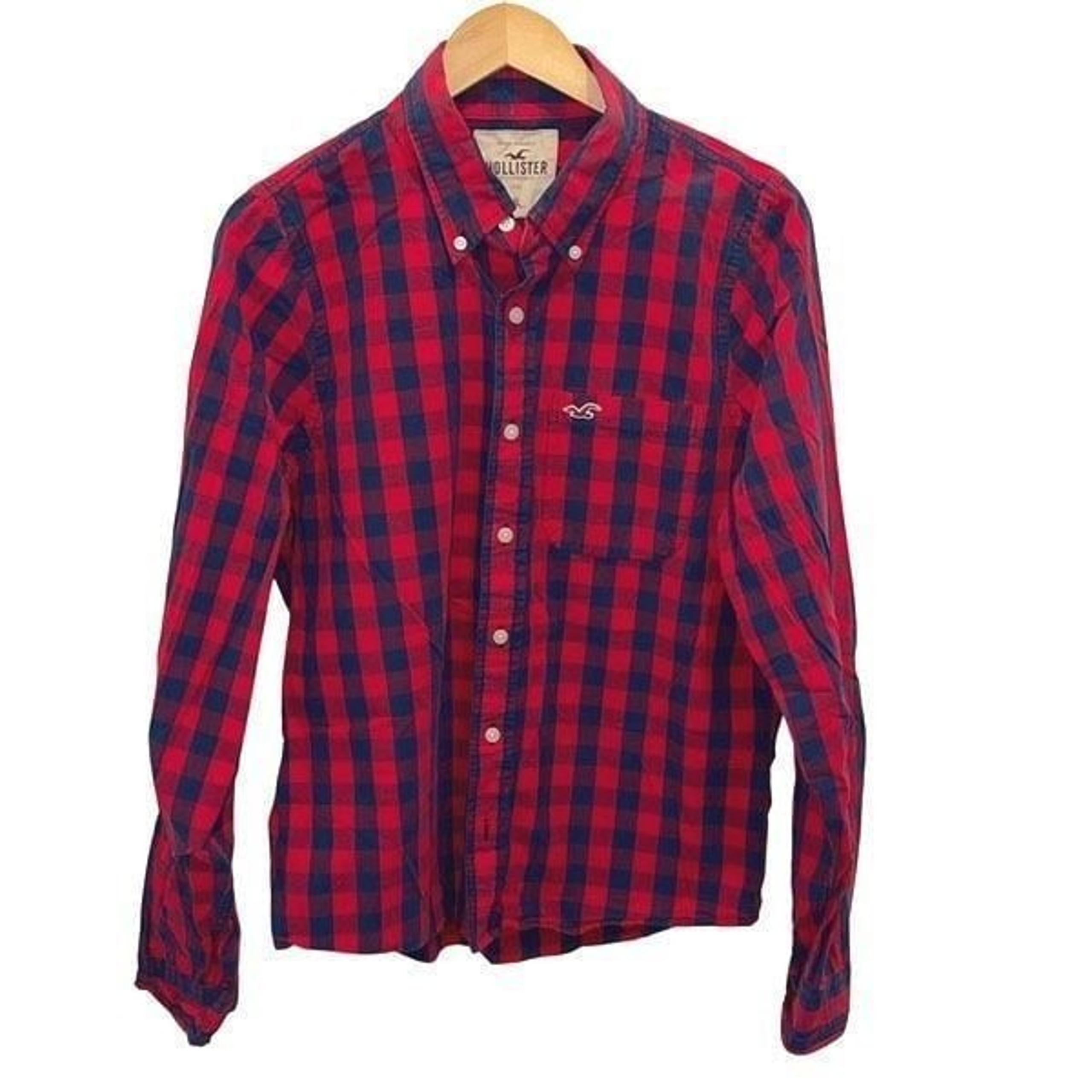Hollister Button Up Shirt Boys XL Red Plaid Cotton Casual Preppy EUC