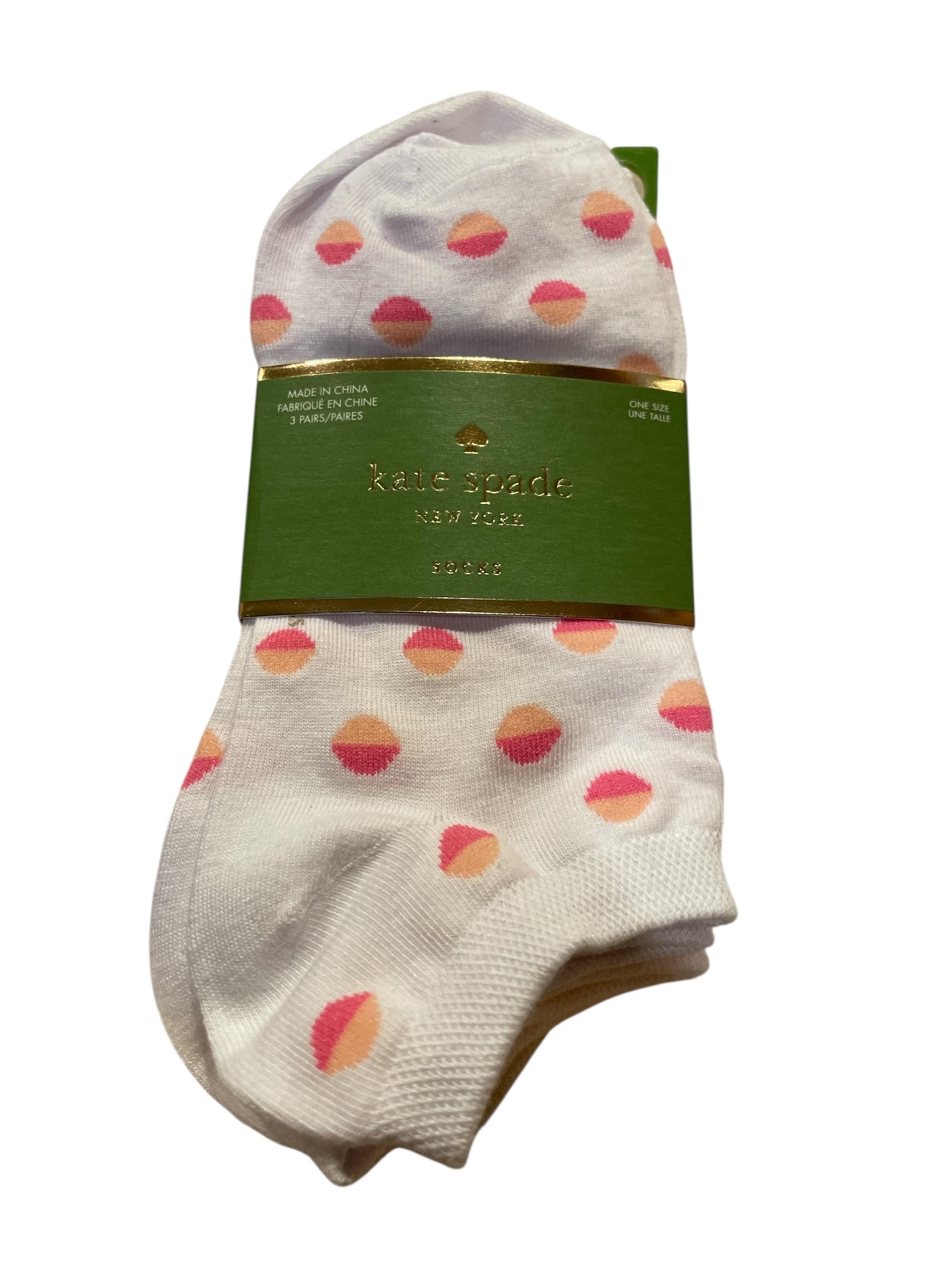 Kate Spade No Show Ankle Socks One Size White W/ Various Designs
