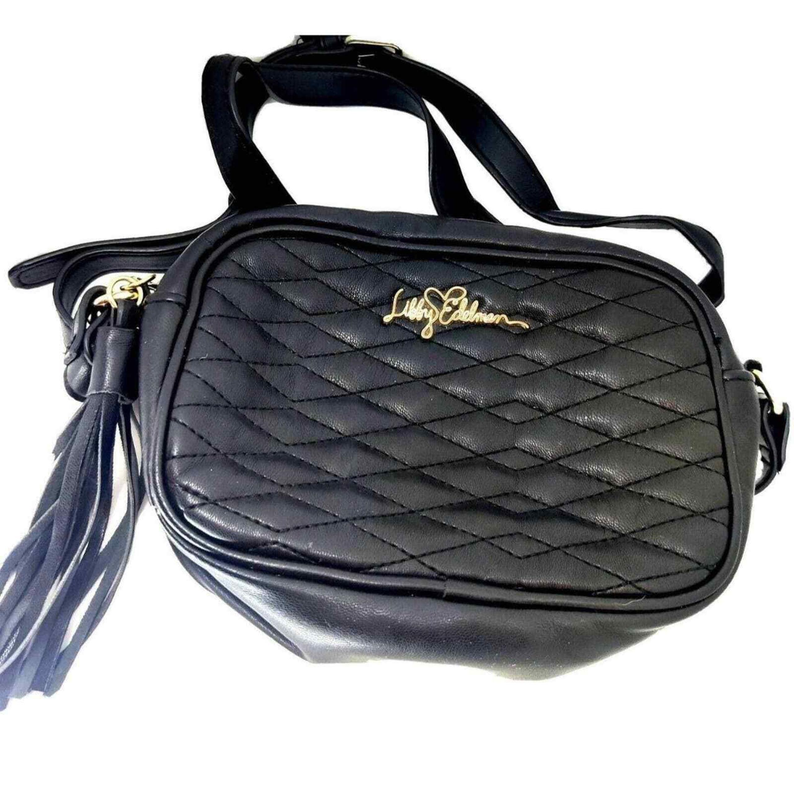 Libby Edelmann Black Mini Crossbody Quilted Tassle Purse Bag 8"