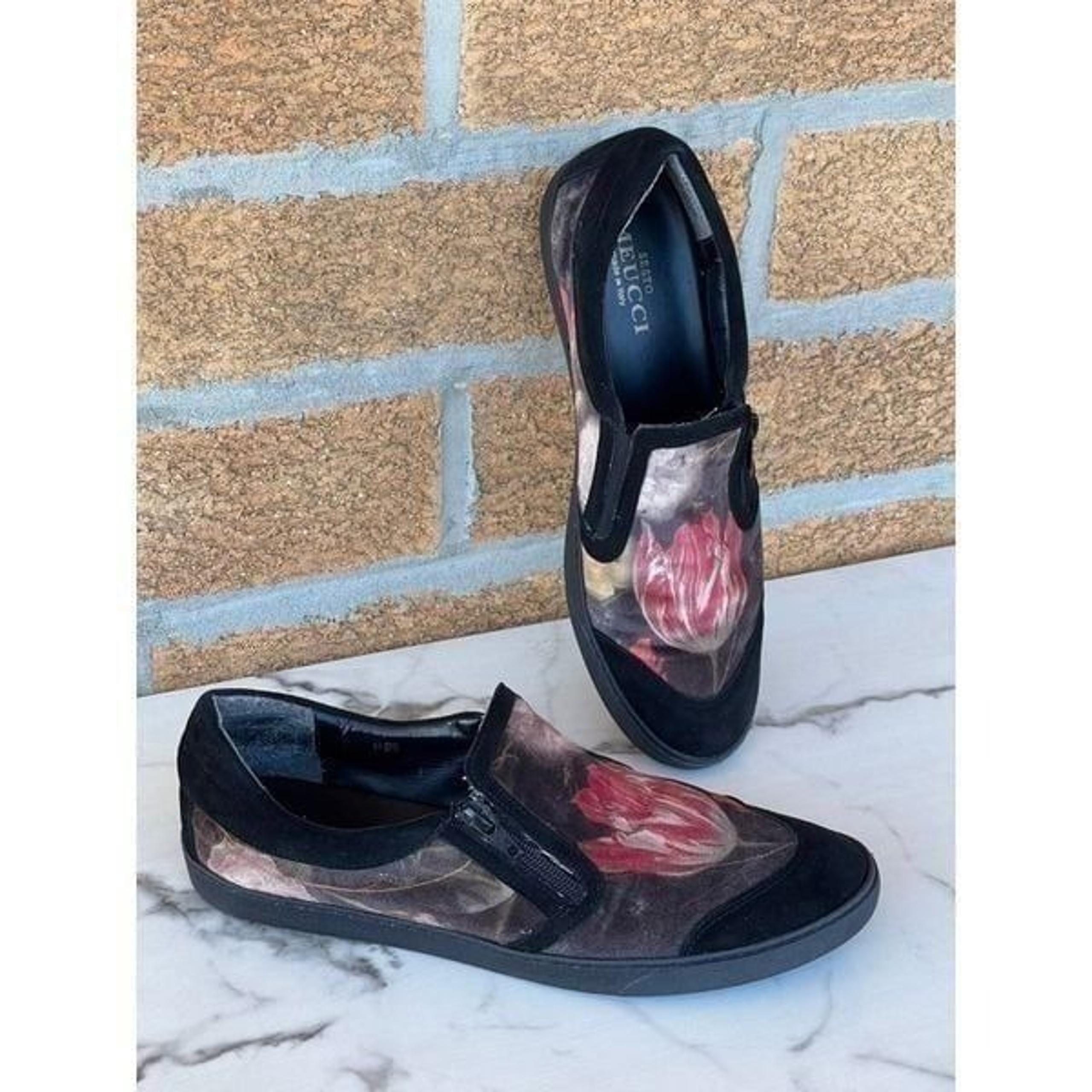 SESTO MEUCCI FIORIN (MULTI VALZER/BLACK SUEDE) WOMEN'S SLIP ON SHOES 9.5