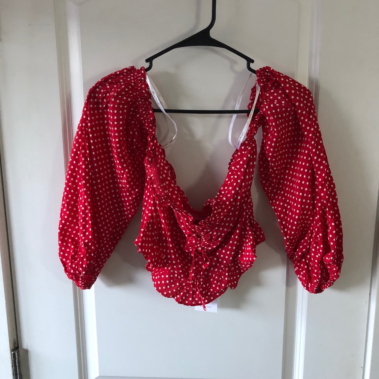 Lovers and Friends Arianna Top size XS NWT's Red Polka Dot 128 Off Shoulder