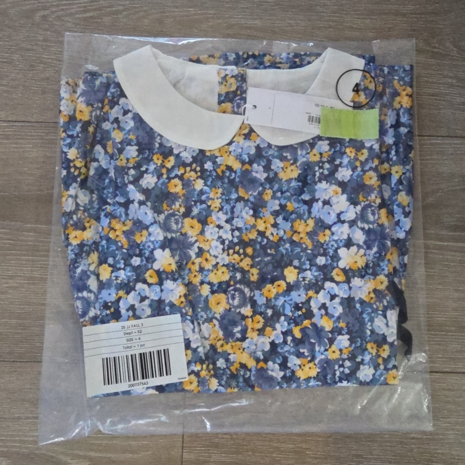 Janie and Jack Girls Floral Dropwaist Dress Size 4 wild indigo