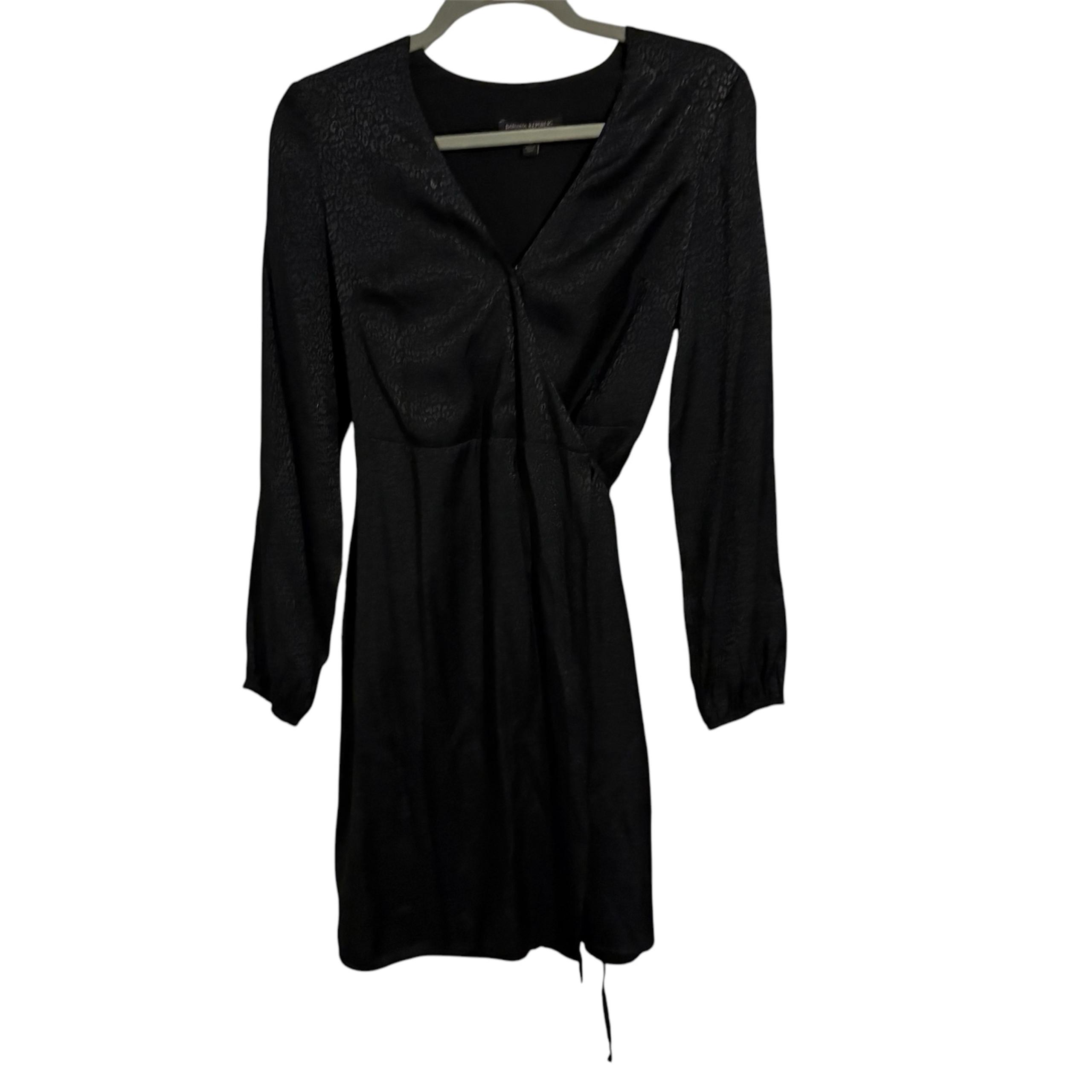 Banana Republic Black Leopard Print Wrap Dress | Long Sleeve | Size 2