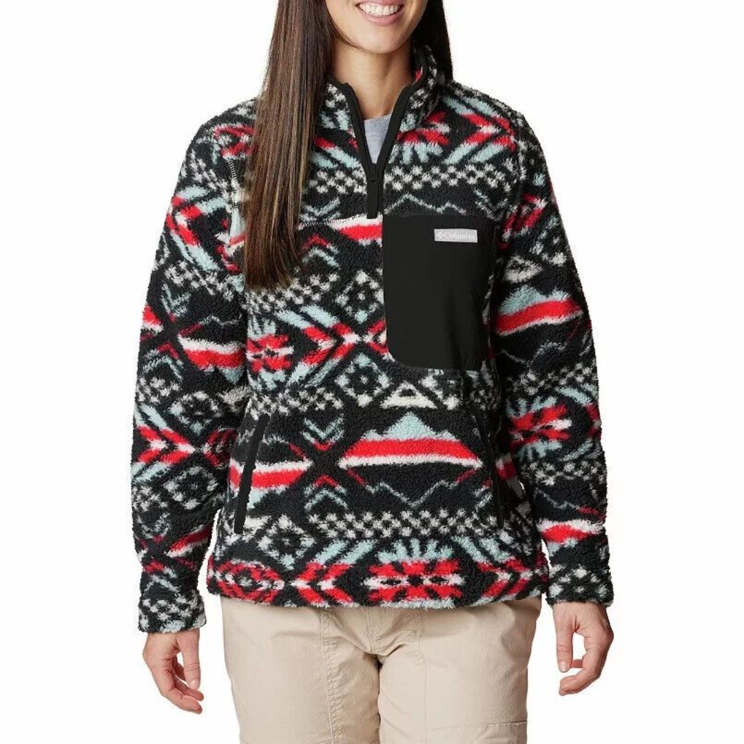 Columbia Western Women L West Bend 1/4 Zip Sherpa Fleece Sweater New Synchilla