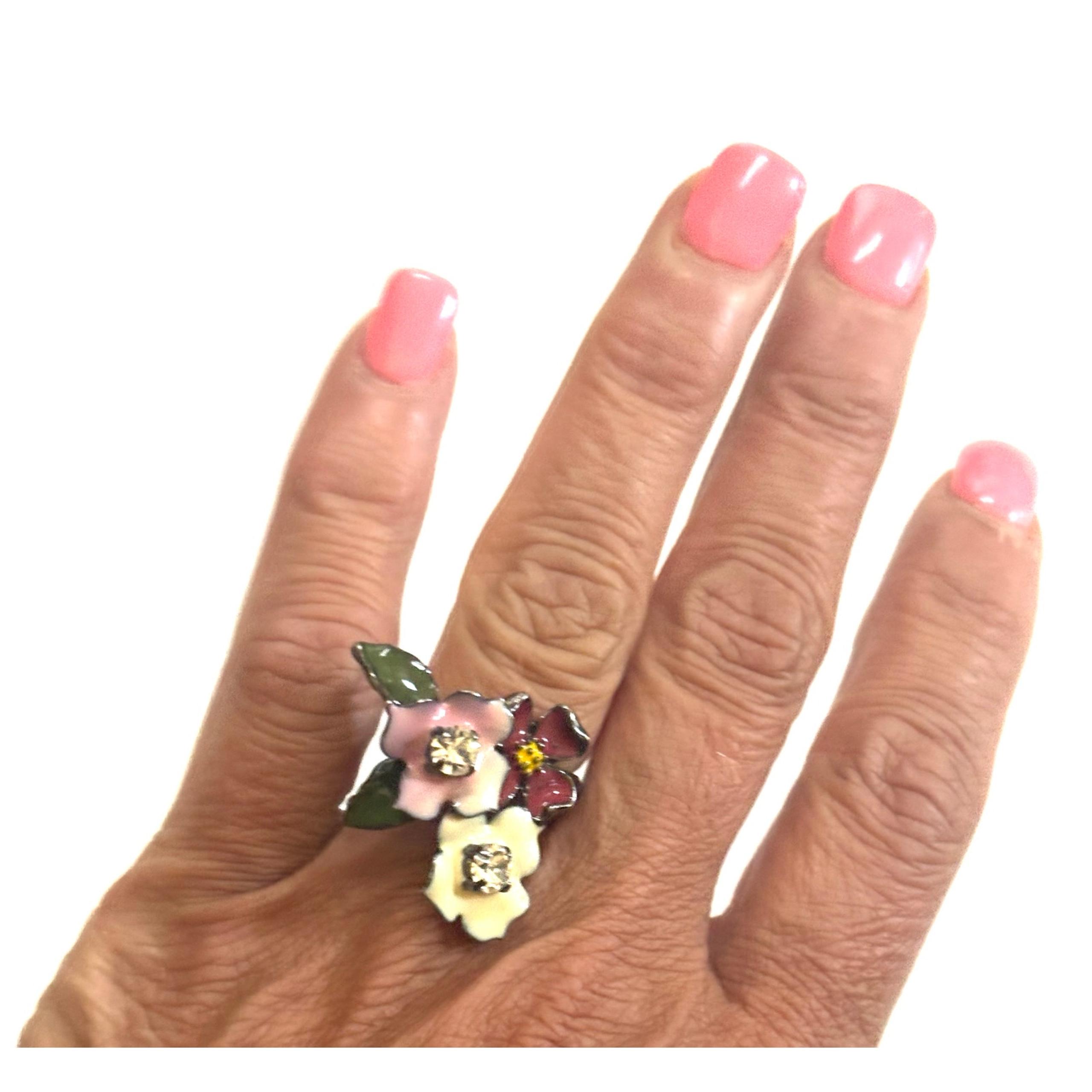 Jill Stuart Enamel Flower Ring – Size 6 1/2– From Japan - Jill Jill Stuart
