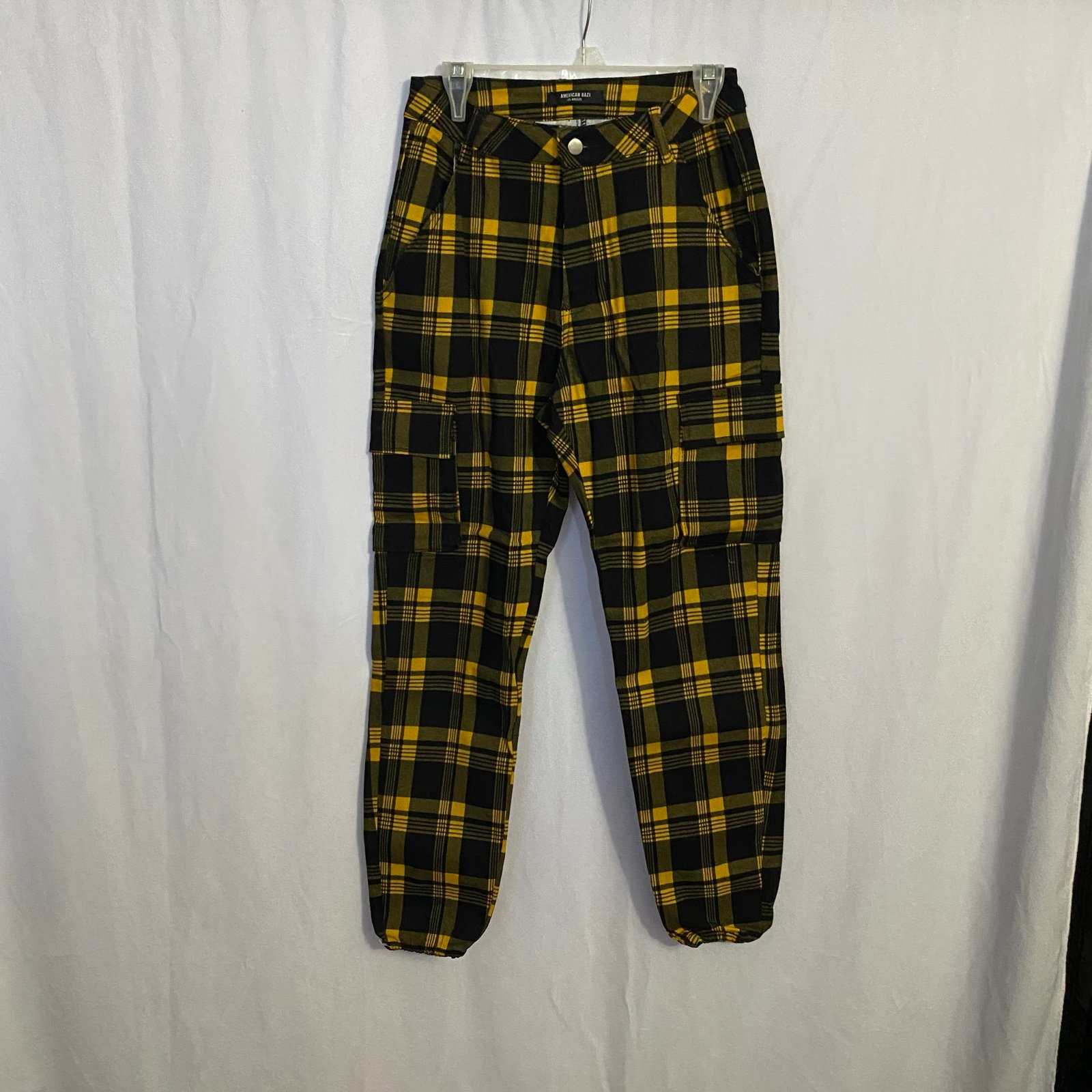 Dollskill American Bazi MISFIT MISCONDUCT YELLOW BLACK CARGO PANTS SIZE M