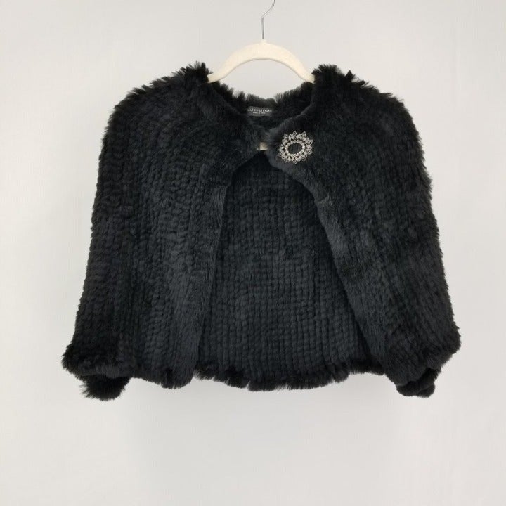 Valerie Stevens Black Rabbit Fur Stole