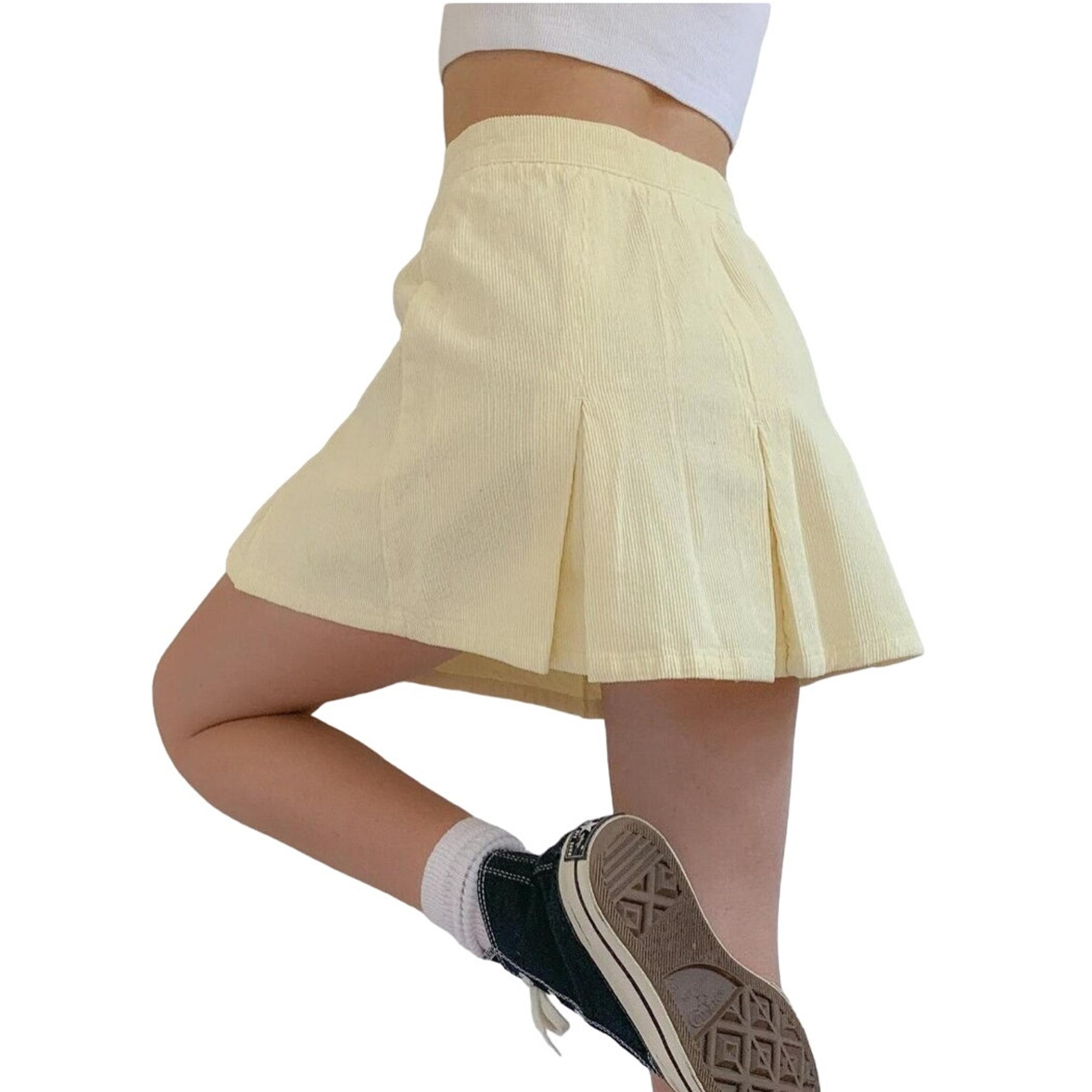 Urban Outfitters Ivory Pleated Corduroy A-Line Skirt, Size Large, NWT