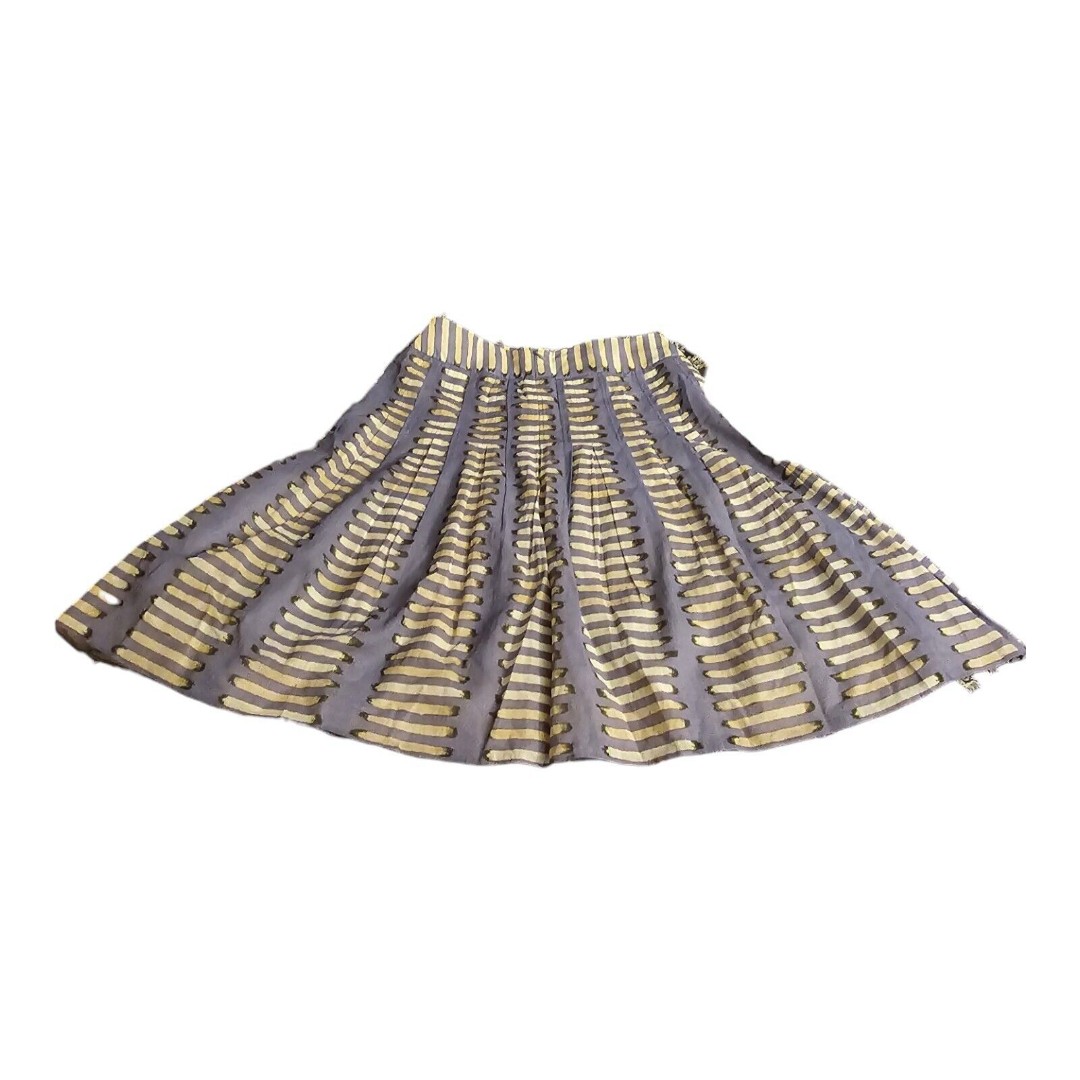 Akris Punto Womens Back Zip Wavy Abstract Pleated A Line Skirt Blue Black Size 8