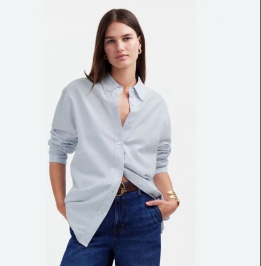 NWT Madewell Oversized Button-Up Shirt in Oxford | XXS