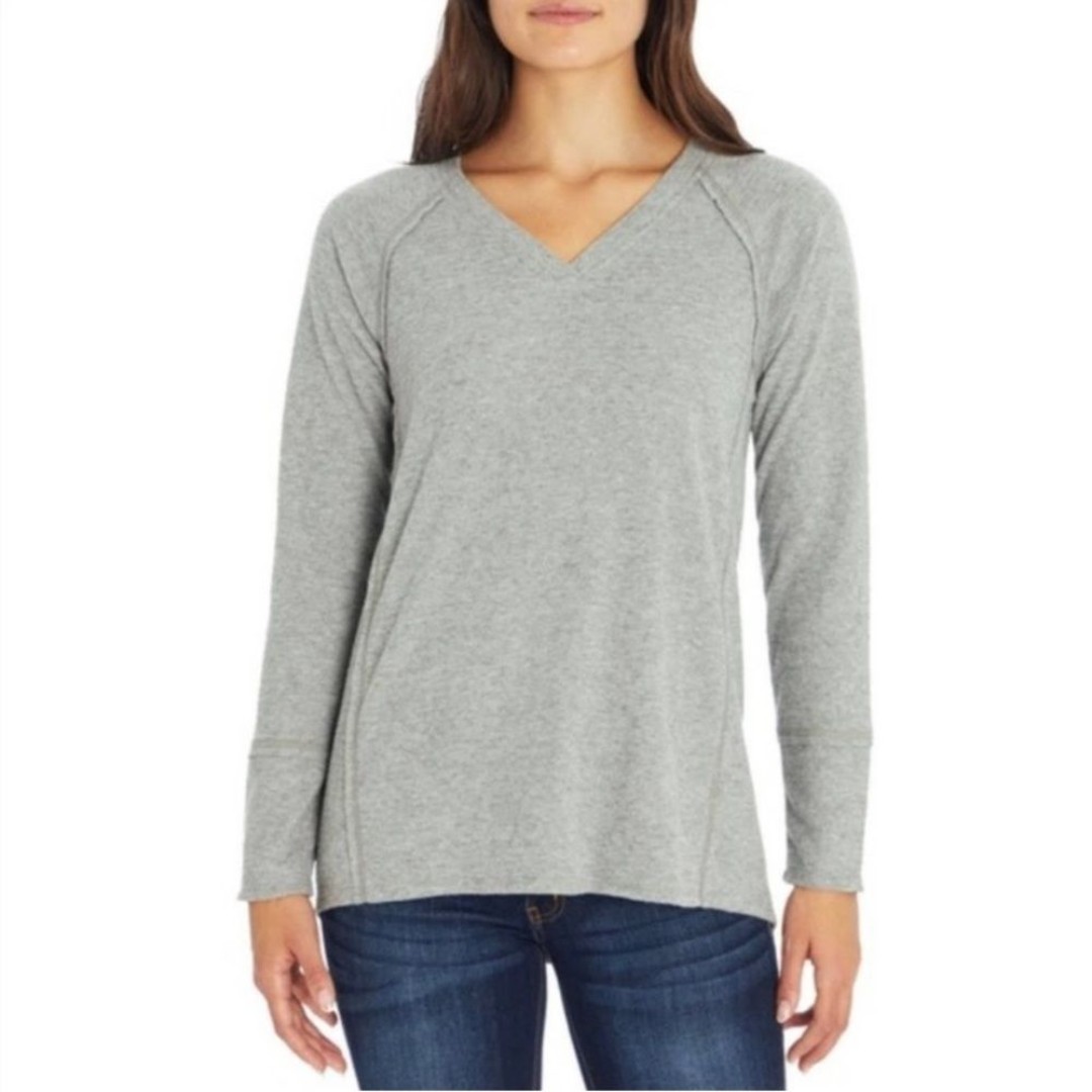 Wildfox Haley Brushed Top gray v-neck size medium