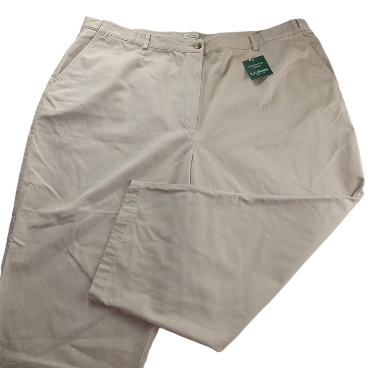 L.L. Bean Women's Original Fit Cropped Chino Pants Size 22W Tan Comfort Waist