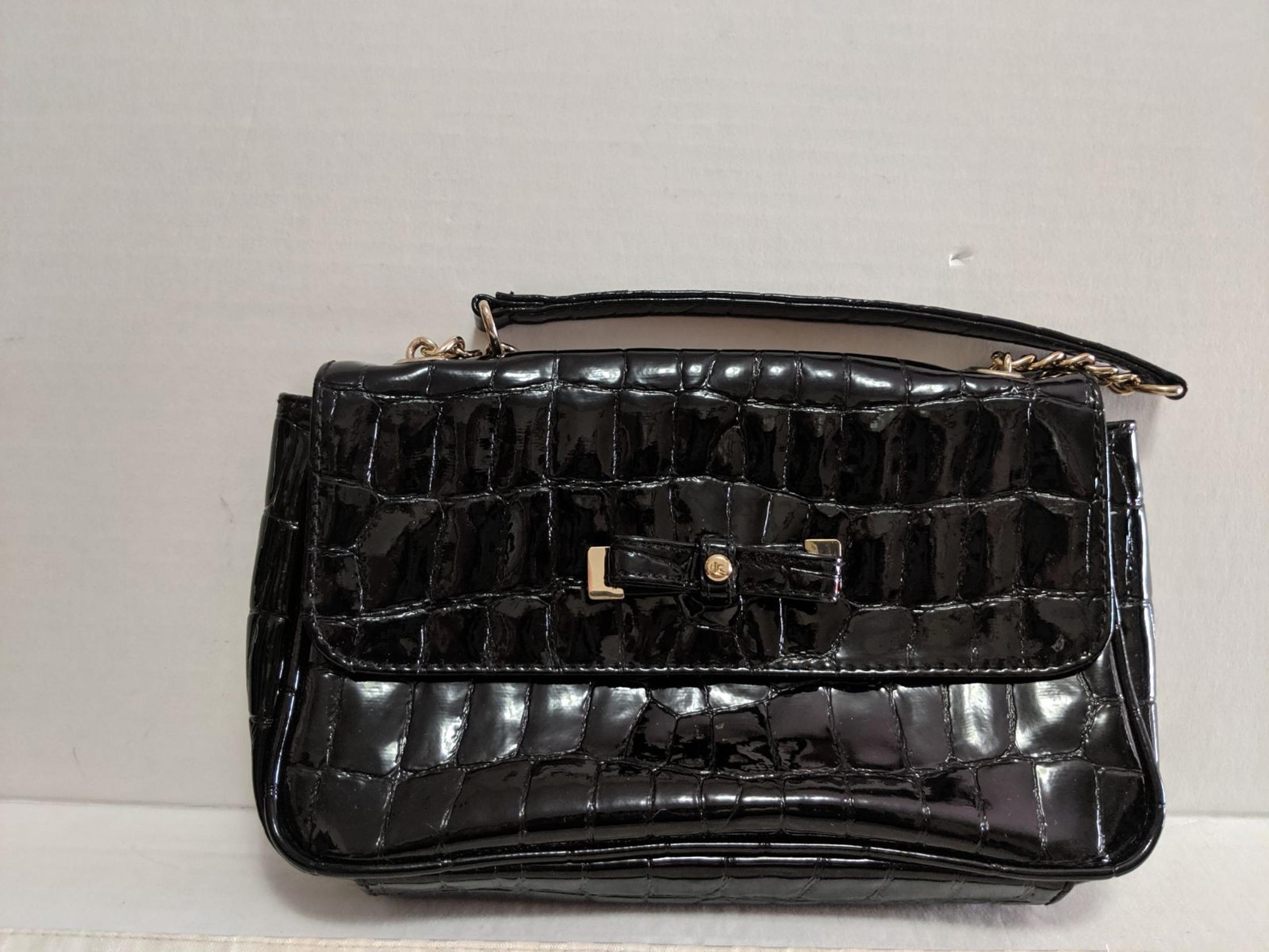 Liz Claiborne Little Black Faux Alligator Clutch / Purse