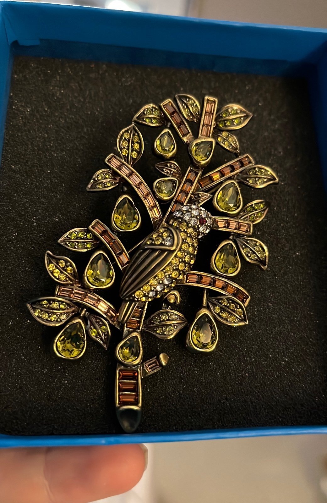Heidi Daus Partridge in a Pear Tree crystal pin