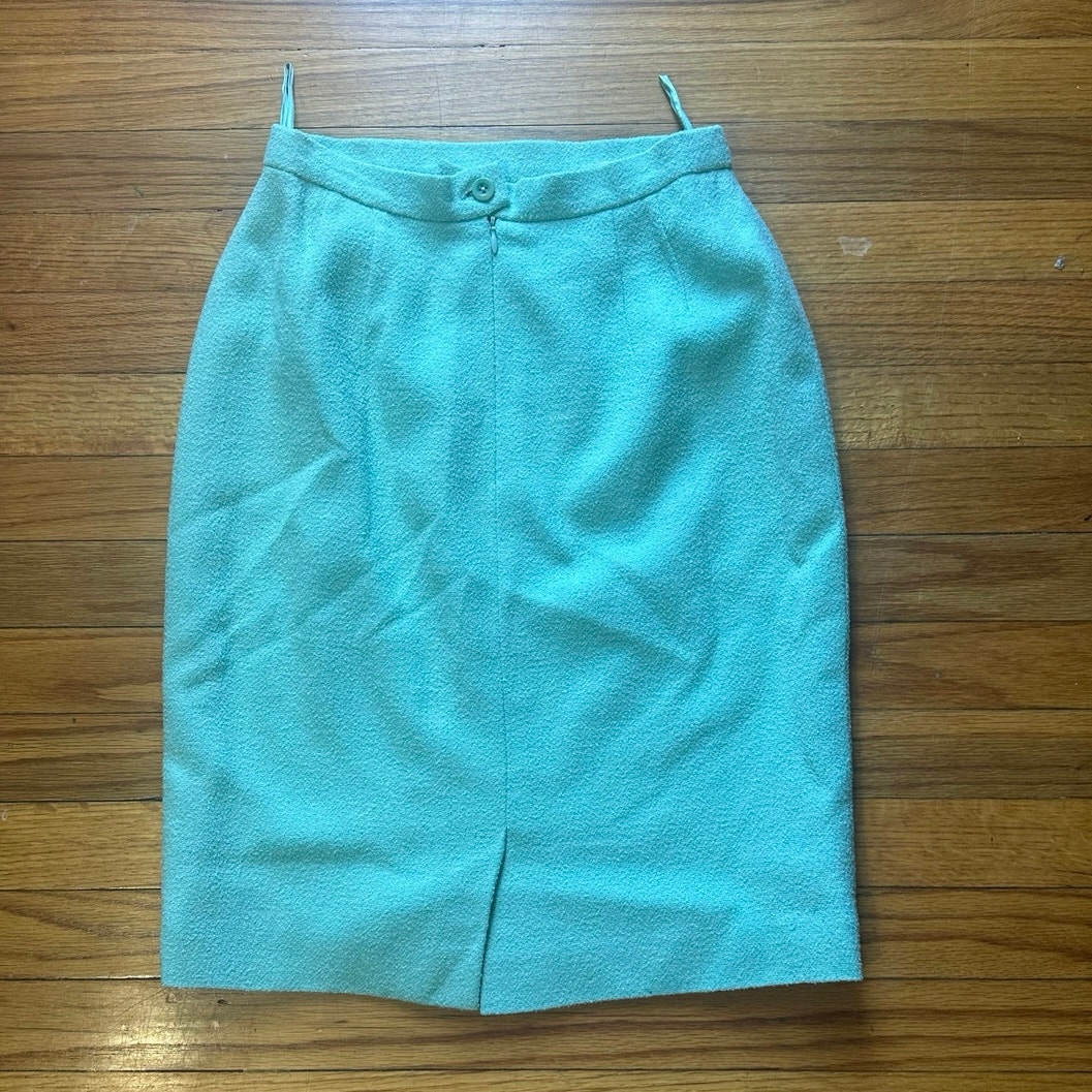 Vintage Wool Baby Blue Escada Skirt Pencil
